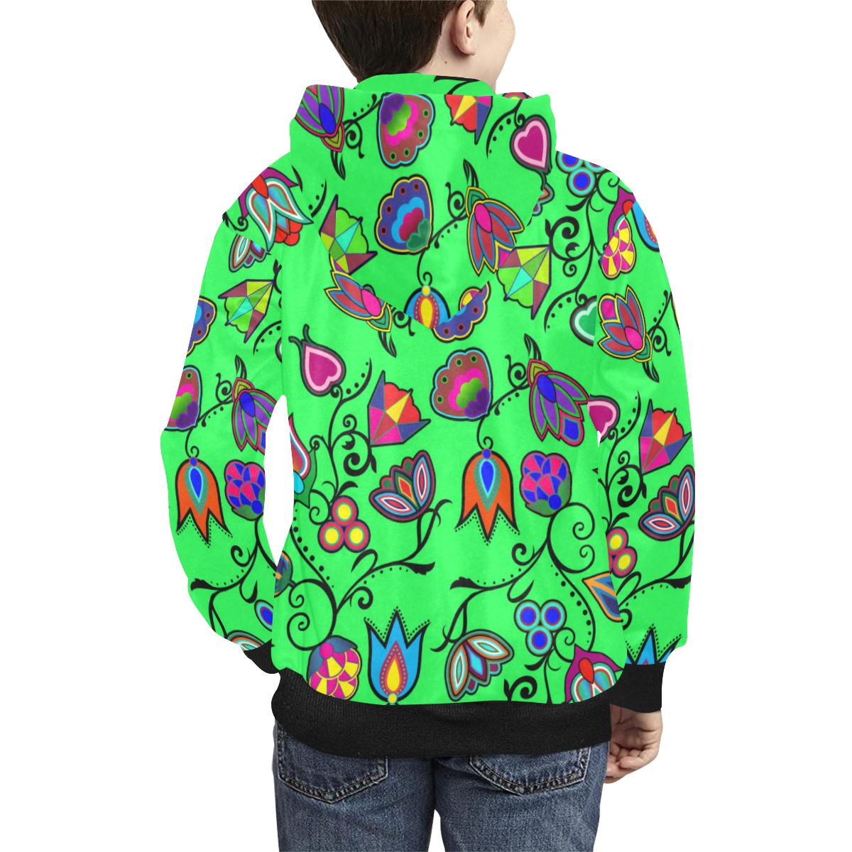 Indigenous Paisley Green Kids' All Over Print Hoodie (Model H38) Kids' AOP Hoodie (H38) e-joyer 