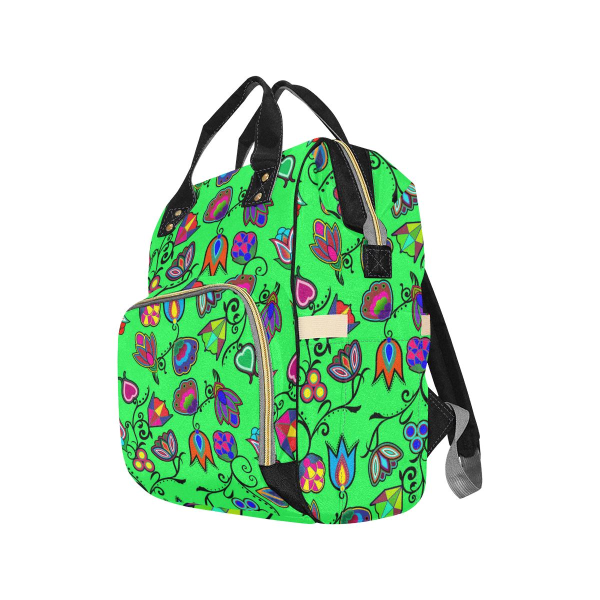 Indigenous Paisley - Green Multi-Function Diaper Backpack (Model 1688) Diaper Backpack (1688) e-joyer 