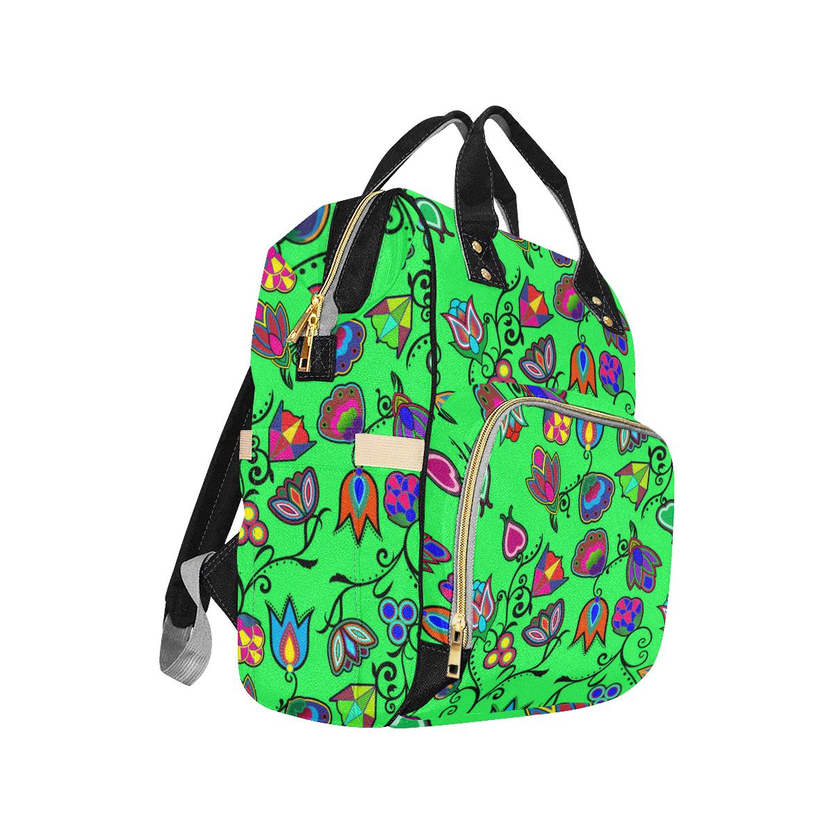 Indigenous Paisley - Green Multi-Function Diaper Backpack (Model 1688) Diaper Backpack (1688) e-joyer 