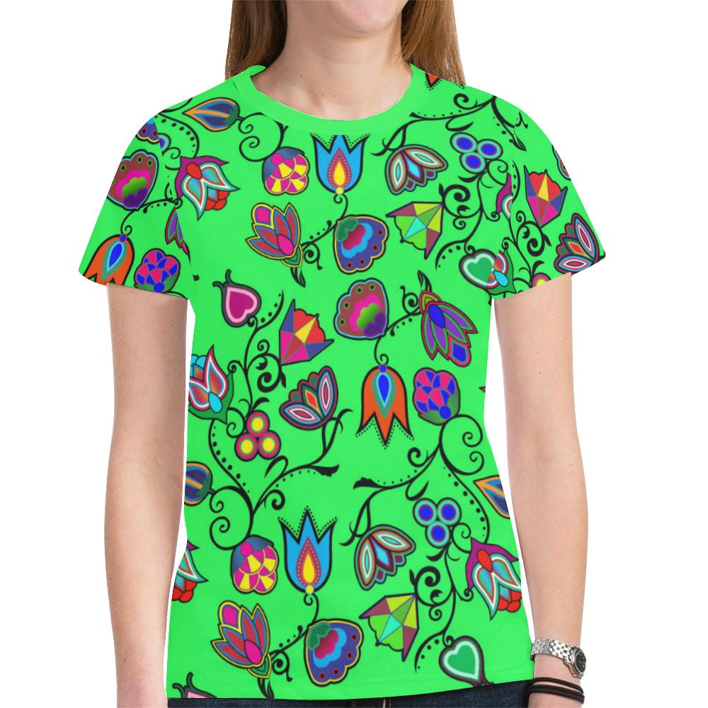 Indigenous Paisley - Green New All Over Print T-shirt for Women (Model T45) New All Over Print T-shirt for Women (T45) e-joyer 