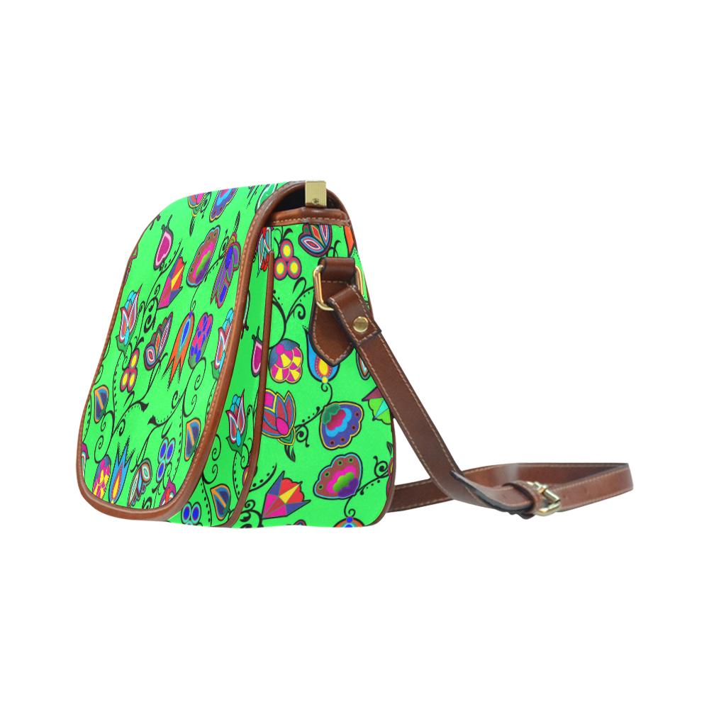 Indigenous Paisley - Green Saddle Bag/Large (Model 1649) Saddle Bag/Large e-joyer 