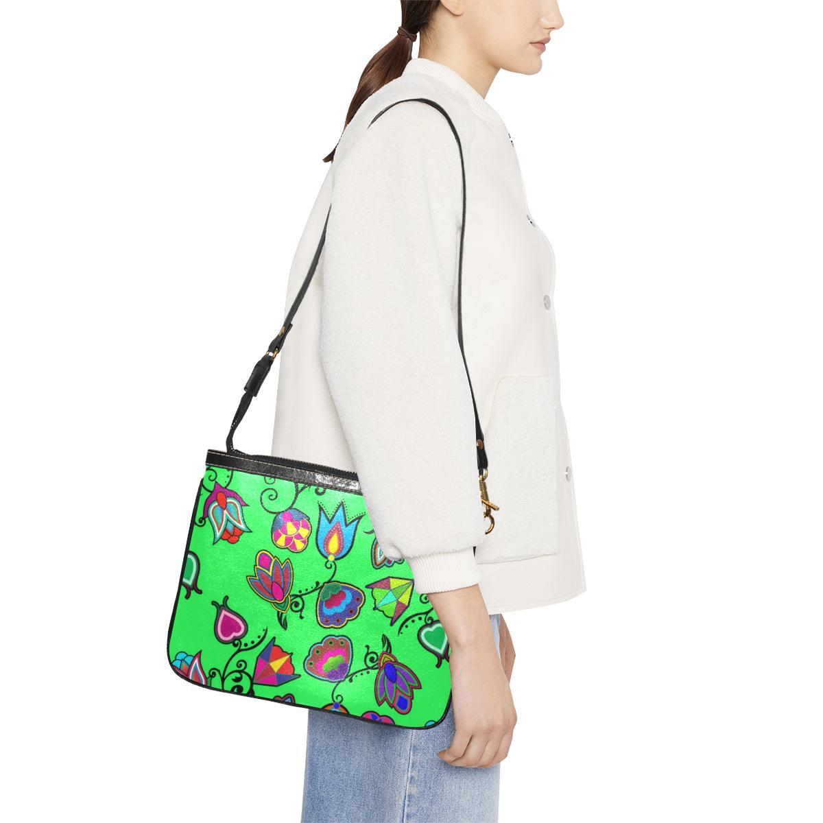 Indigenous Paisley - Green Small Shoulder Bag (Model 1710) Small Shoulder Bag (1710) e-joyer 