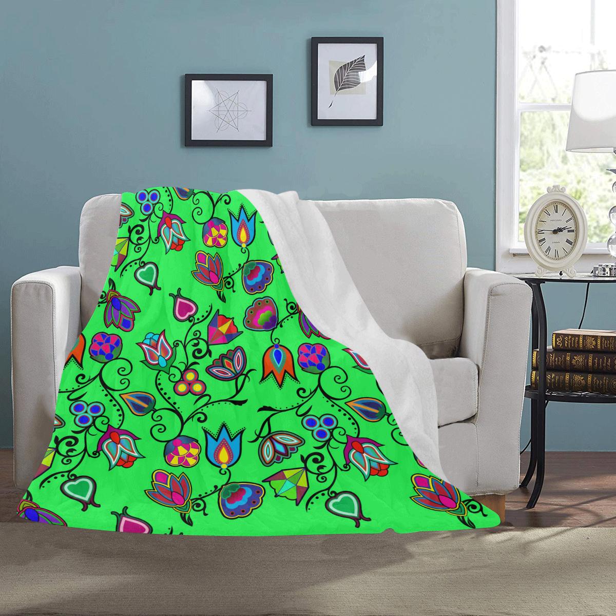 Indigenous Paisley - Green Ultra-Soft Micro Fleece Blanket 50"x60" Ultra-Soft Blanket 50''x60'' e-joyer 