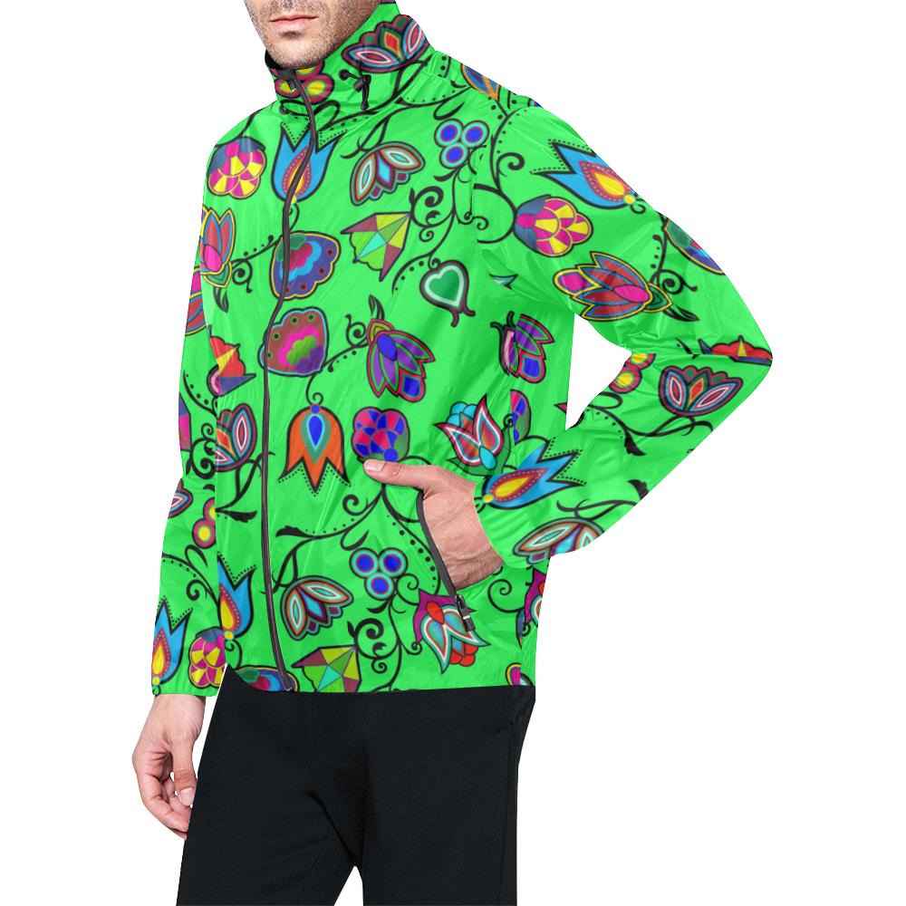 Indigenous Paisley - Green Unisex All Over Print Windbreaker (Model H23) All Over Print Windbreaker for Men (H23) e-joyer 