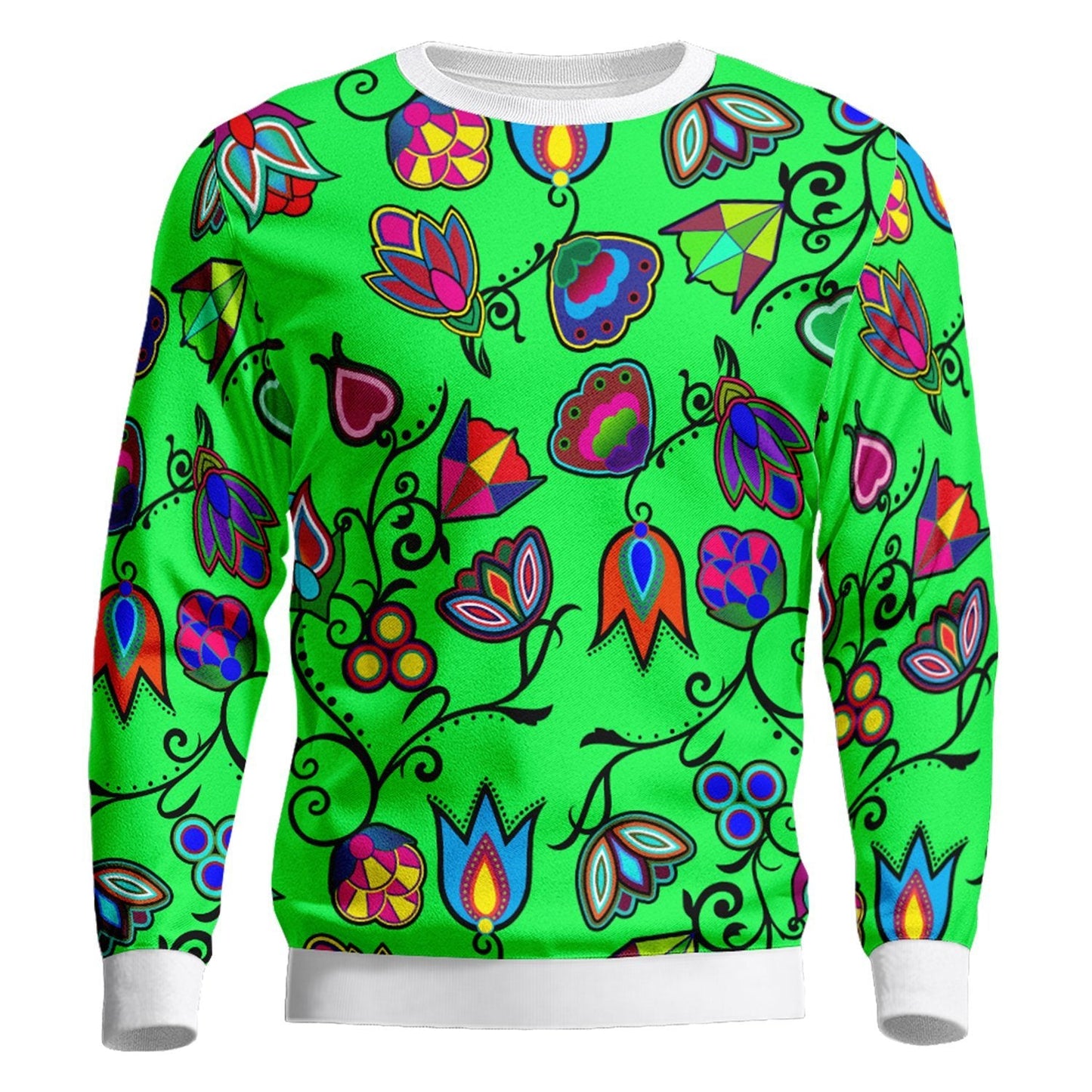 Indigenous Paisley Green Unisex Crewneck Long Sleeve Top 49 Dzine 