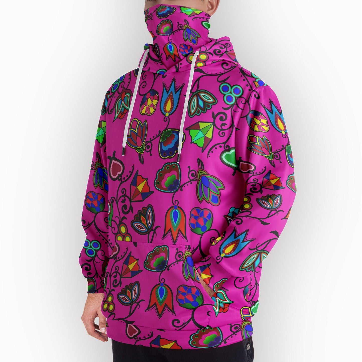 Indigenous Paisley Hoodie with Face Cover 49 Dzine 