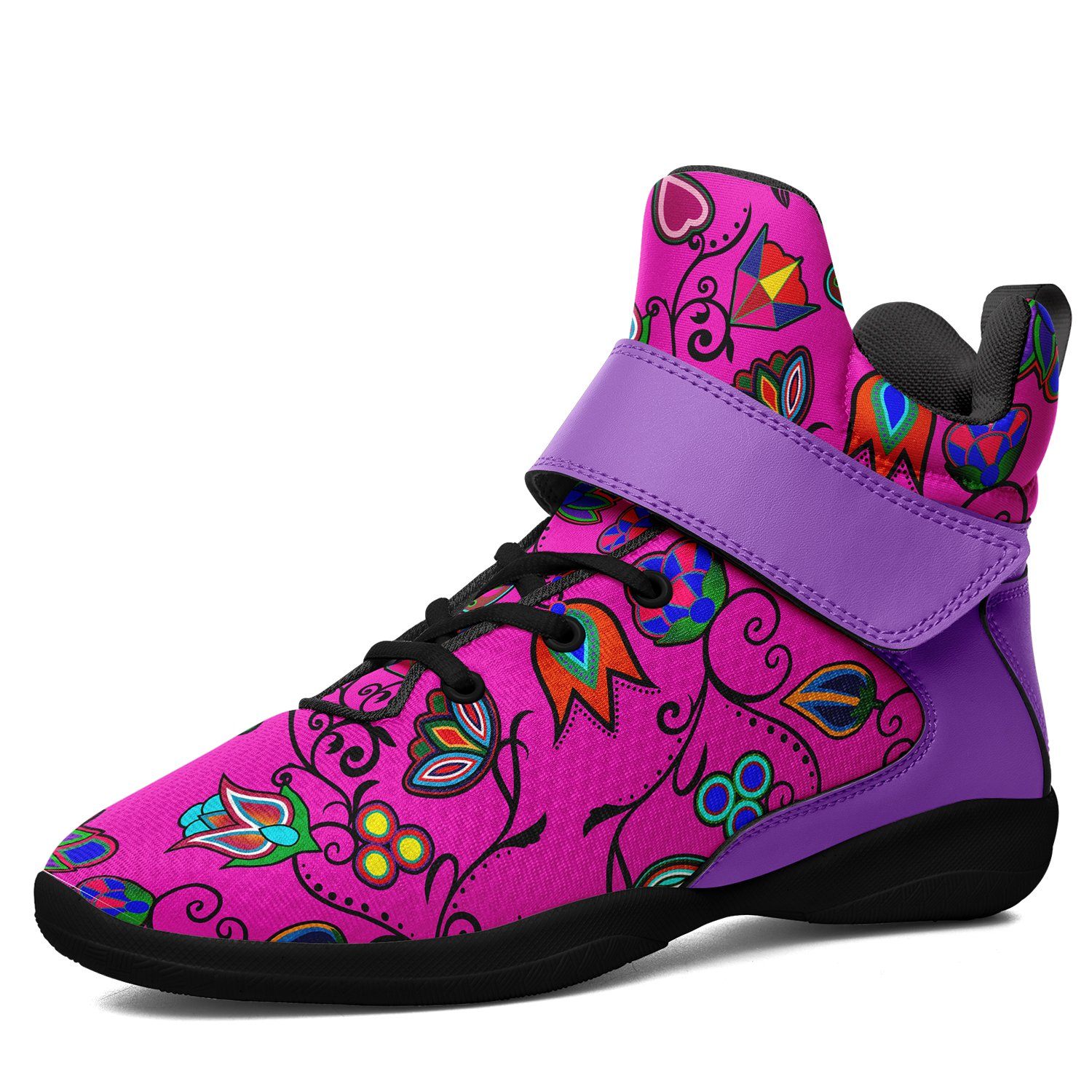 Indigenous Paisley Ipottaa Basketball / Sport High Top Shoes 49 Dzine US Women 4.5 / US Youth 3.5 / EUR 35 Black Sole with Lavender Strap 