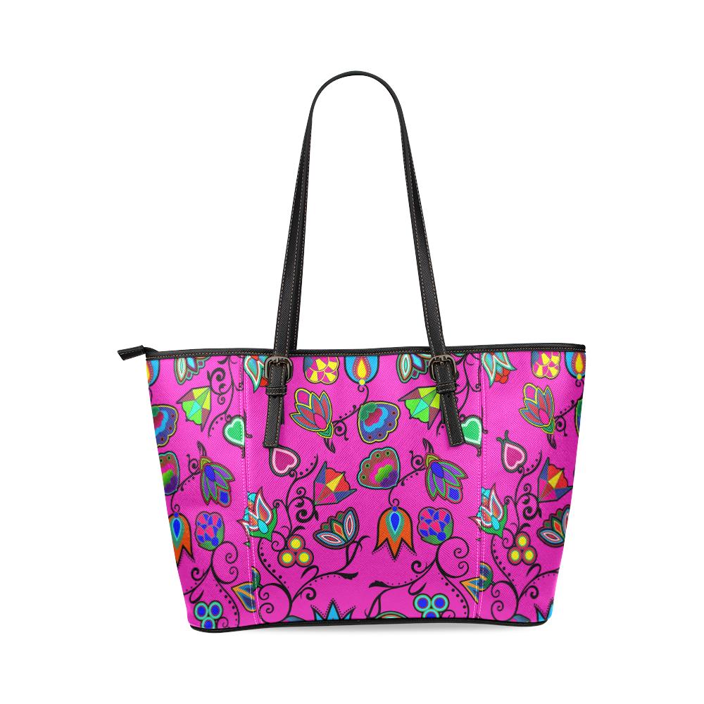 Indigenous Paisley Leather Tote Bag/Large (Model 1640) Leather Tote Bag (1640) e-joyer 