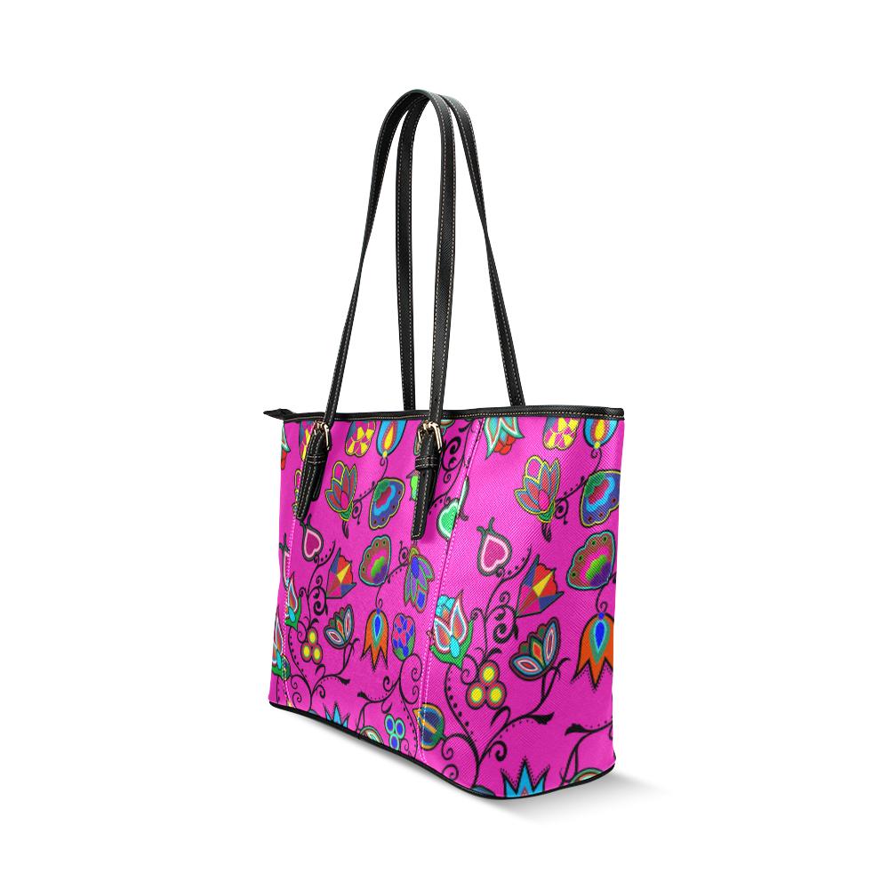 Indigenous Paisley Leather Tote Bag/Large (Model 1640) Leather Tote Bag (1640) e-joyer 