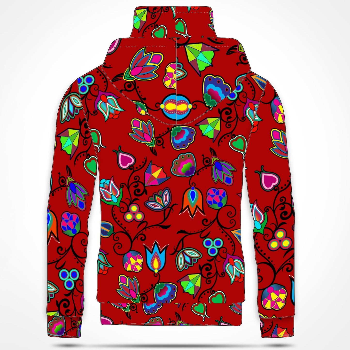 Indigenous Paisley Red Hoodie with Face Cover 49 Dzine 