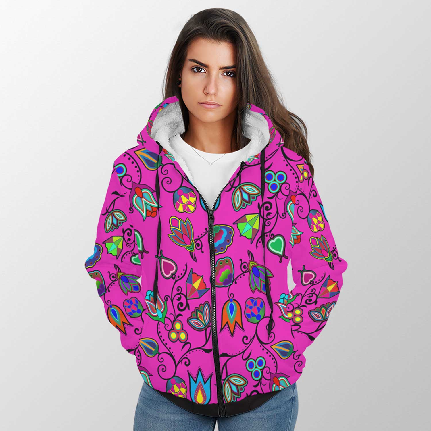 Indigenous Paisley Sherpa Hoodie 49 Dzine 