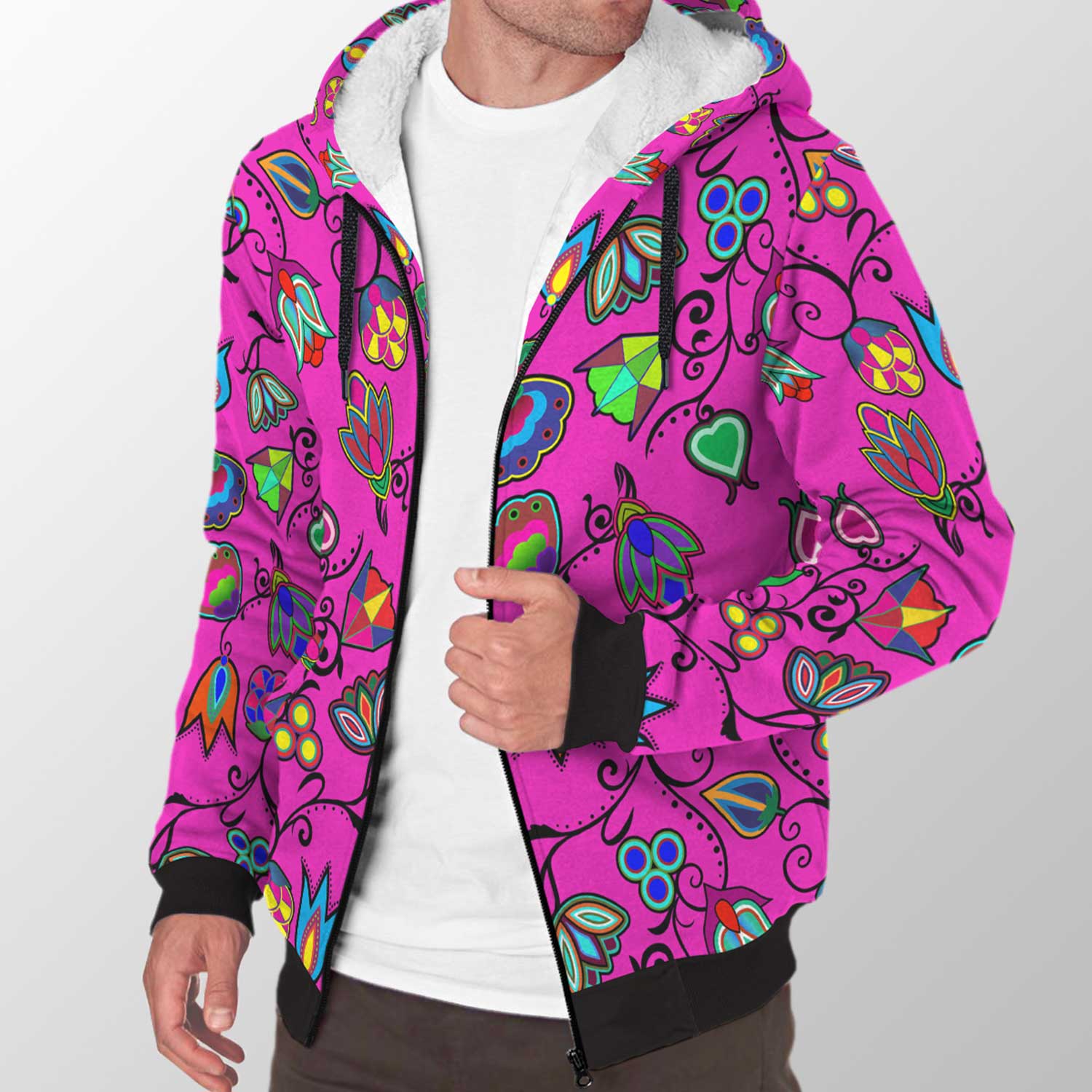 Indigenous Paisley Sherpa Hoodie 49 Dzine 