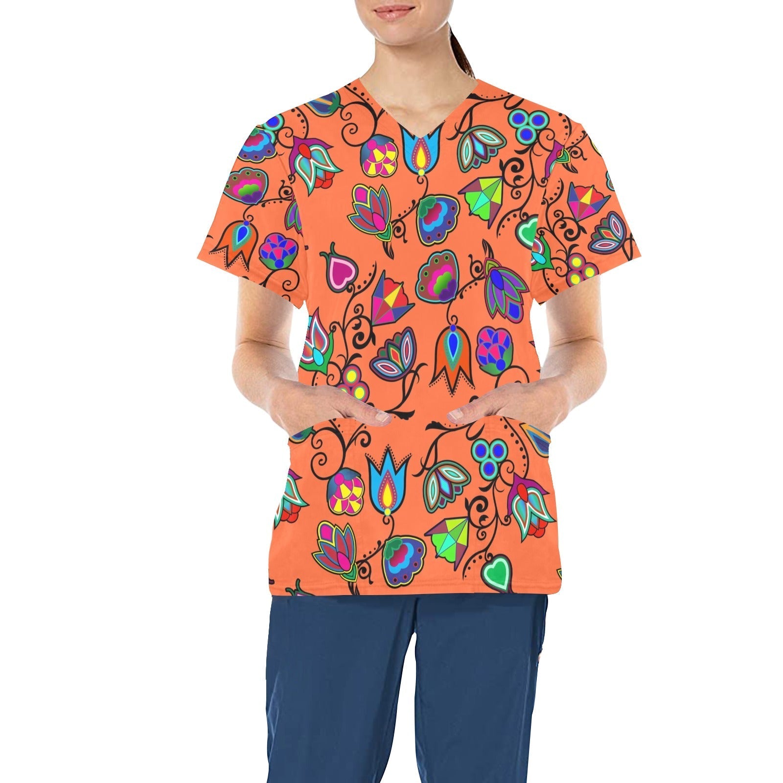 Indigenous Paisley Sierra All Over Print Scrub Top Scrub Top e-joyer 