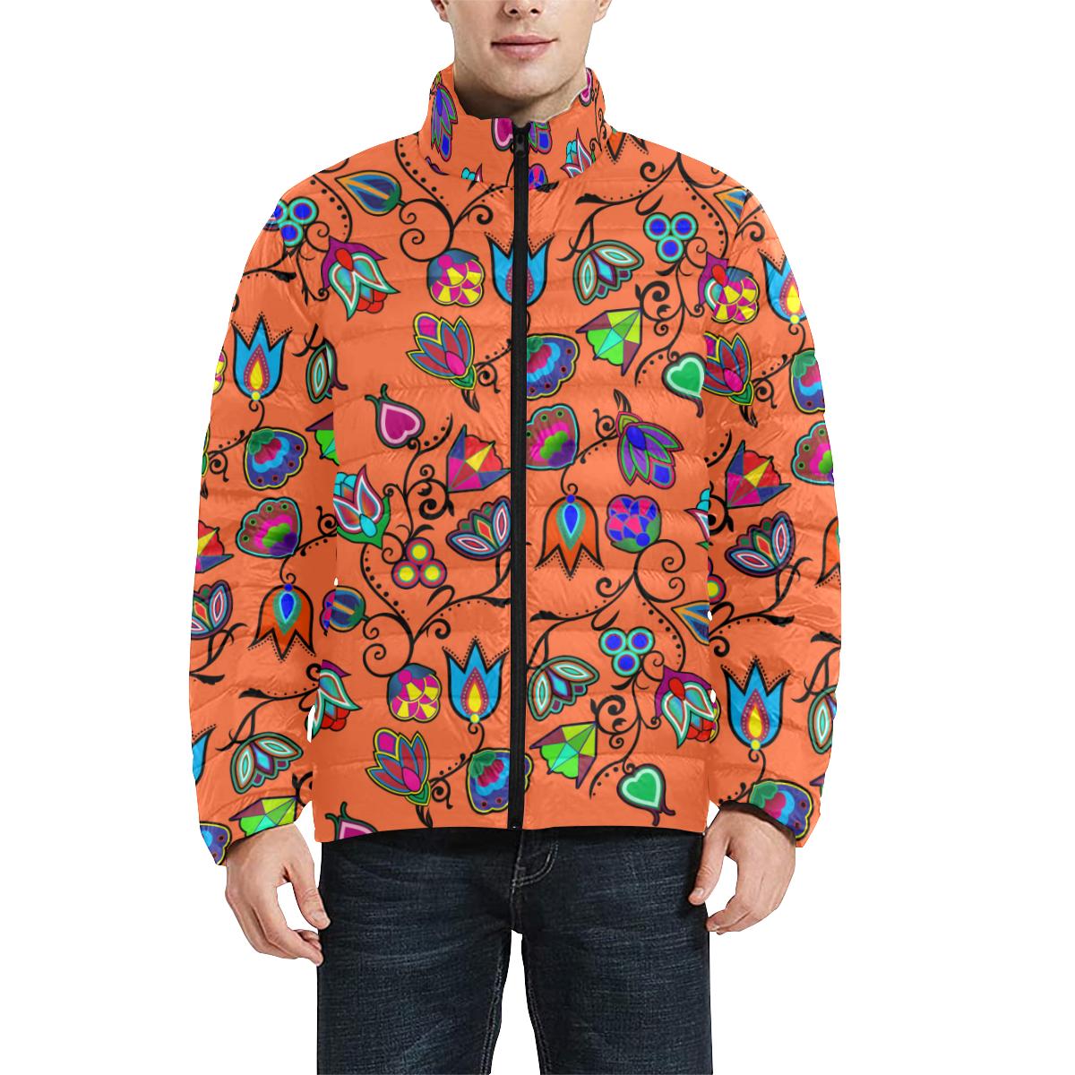 Indigenous Paisley - Sierra Men's Stand Collar Padded Jacket (Model H41) Men's Stand Collar Padded Jacket (H41) e-joyer 