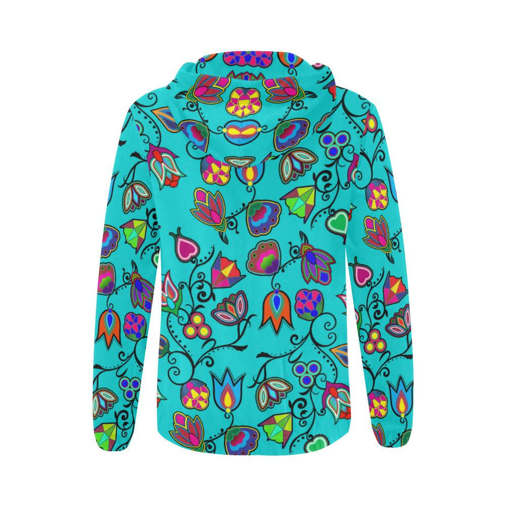 Indigenous Paisley - Sky All Over Print Full Zip Hoodie for Women (Model H14) All Over Print Full Zip Hoodie for Women (H14) e-joyer 