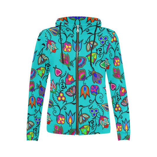 Indigenous Paisley - Sky All Over Print Full Zip Hoodie for Women (Model H14) All Over Print Full Zip Hoodie for Women (H14) e-joyer 
