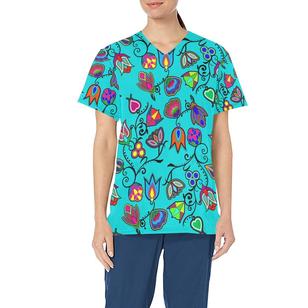 Indigenous Paisley Sky All Over Print Scrub Top Scrub Top e-joyer 