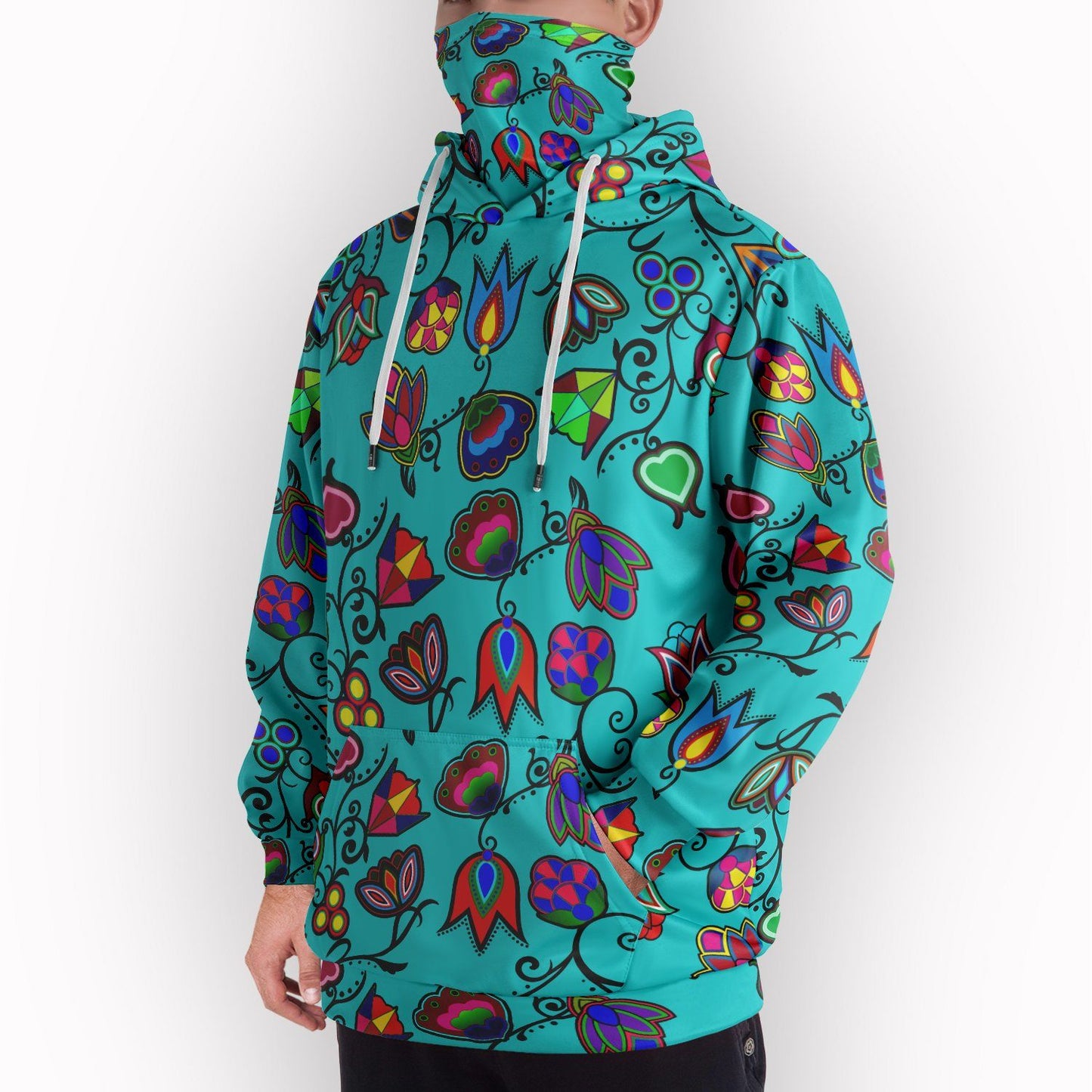 Indigenous Paisley Sky Hoodie with Face Cover 49 Dzine 