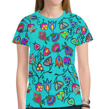 Load image into Gallery viewer, Indigenous Paisley - Sky New All Over Print T-shirt for Women (Model T45) New All Over Print T-shirt for Women (T45) e-joyer 
