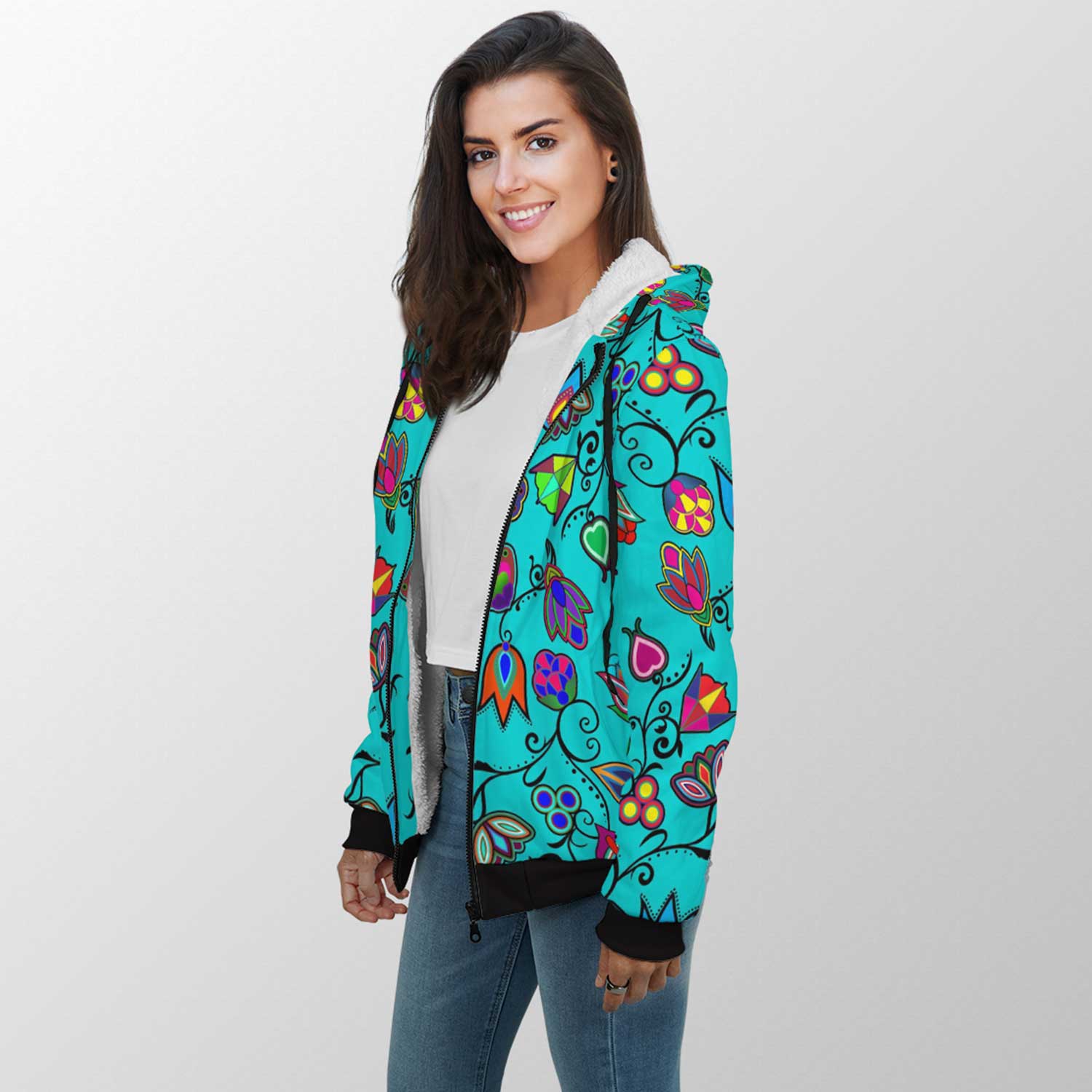 Indigenous Paisley Sky Sherpa Hoodie 49 Dzine 