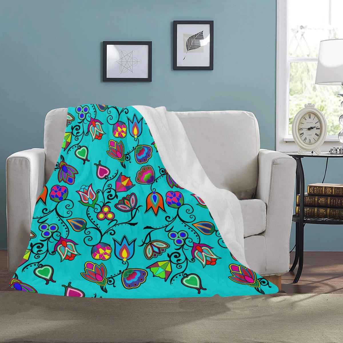 Indigenous Paisley - Sky Ultra-Soft Micro Fleece Blanket 50"x60" Ultra-Soft Blanket 50''x60'' e-joyer 