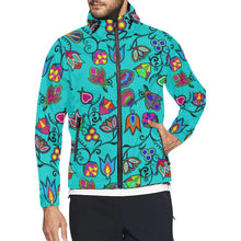 Load image into Gallery viewer, Indigenous Paisley - Sky Unisex All Over Print Windbreaker (Model H23) All Over Print Windbreaker for Men (H23) e-joyer 
