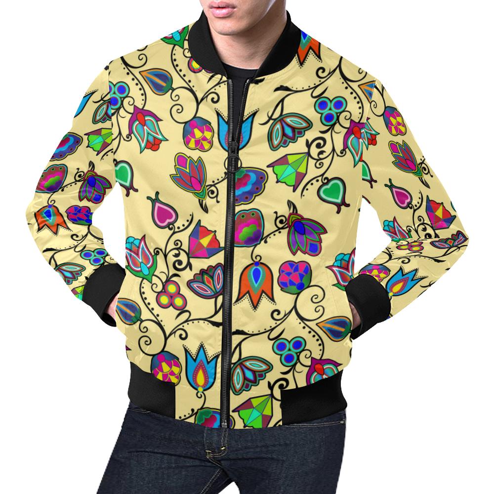 Indigenous Paisley - Vanilla All Over Print Bomber Jacket for Men/Large Size (Model H19) All Over Print Bomber Jacket for Men/Large (H19) e-joyer 