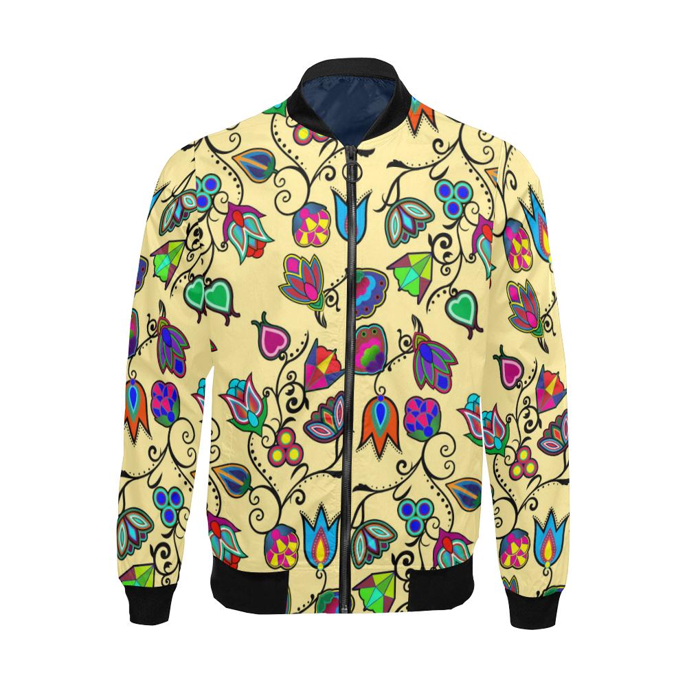 Indigenous Paisley - Vanilla All Over Print Bomber Jacket for Men/Large Size (Model H19) All Over Print Bomber Jacket for Men/Large (H19) e-joyer 