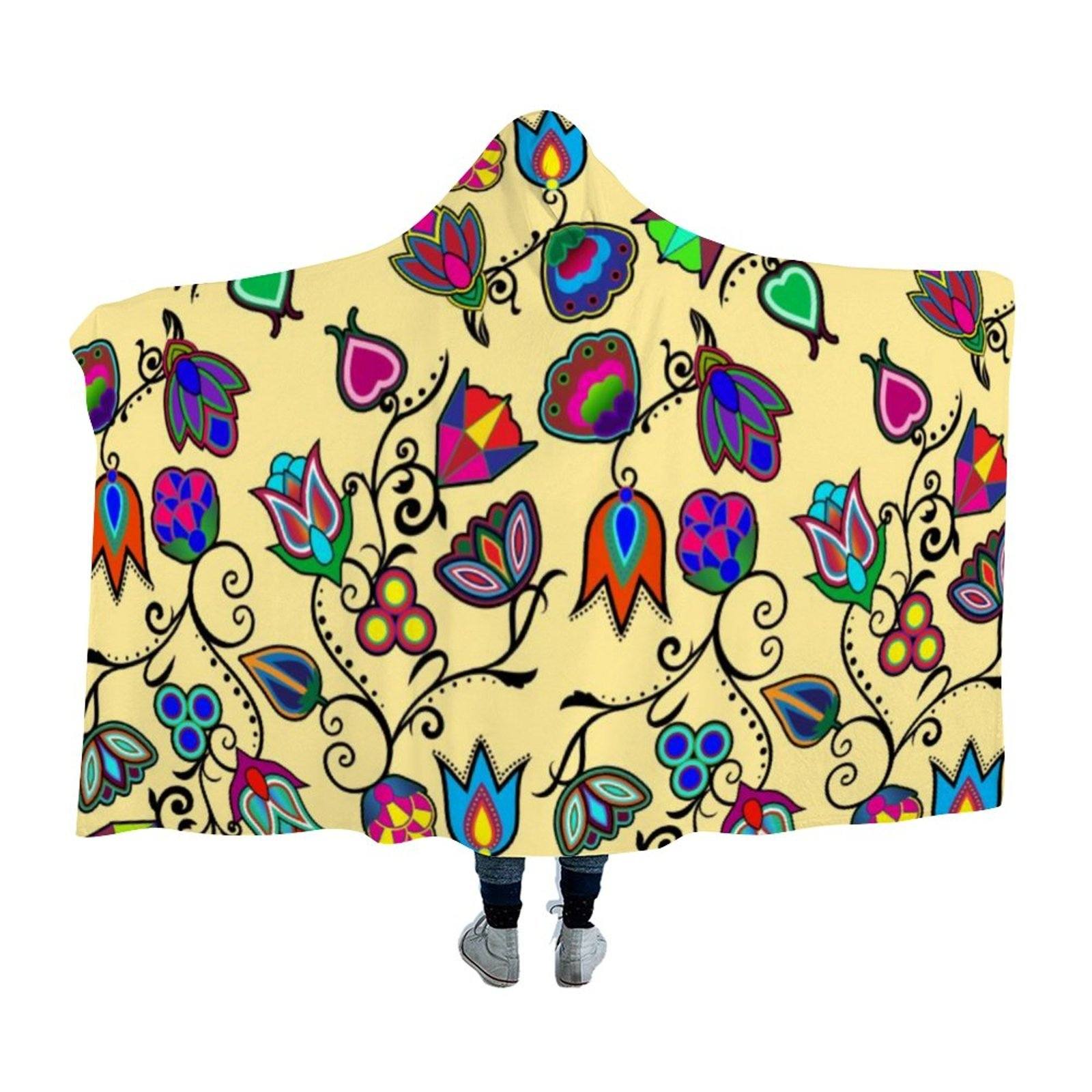 Indigenous Paisley Vanilla Hooded Blanket 49 Dzine 