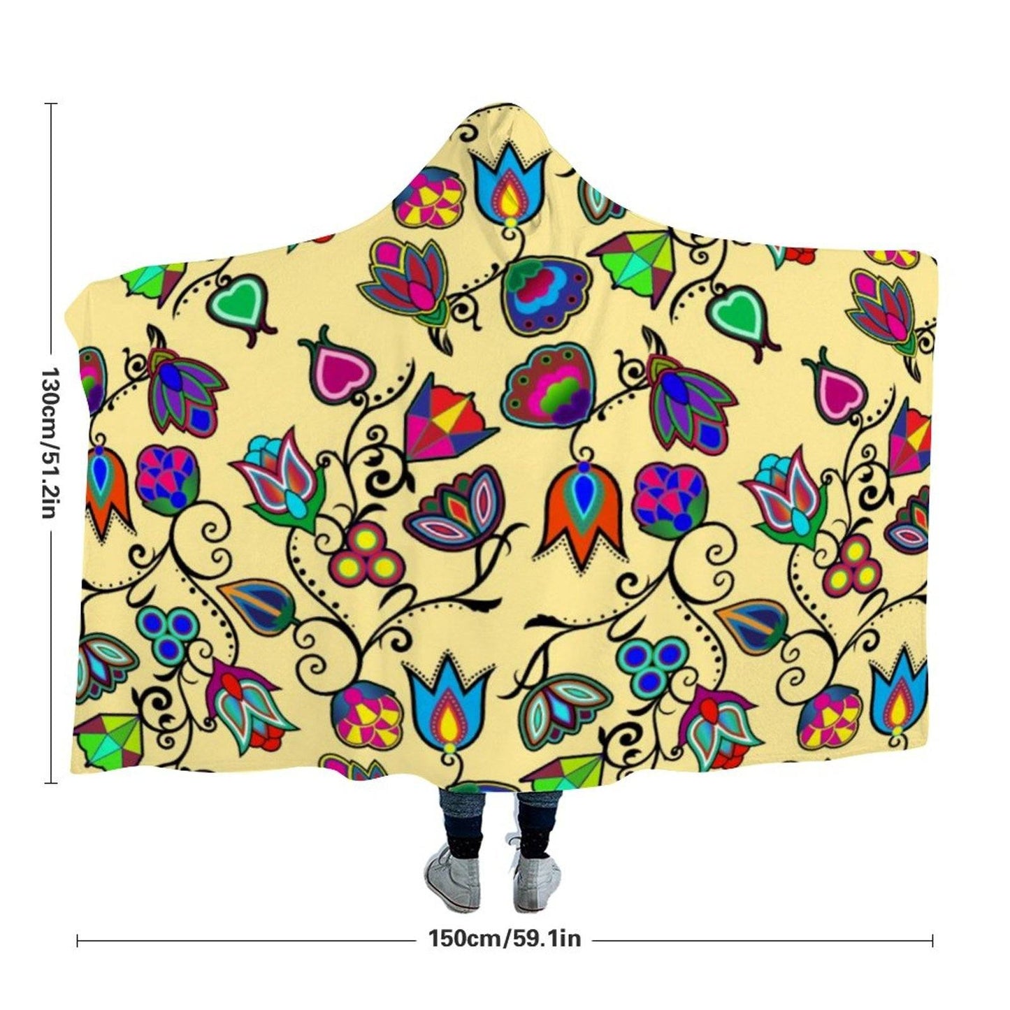 Indigenous Paisley Vanilla Hooded Blanket 49 Dzine 