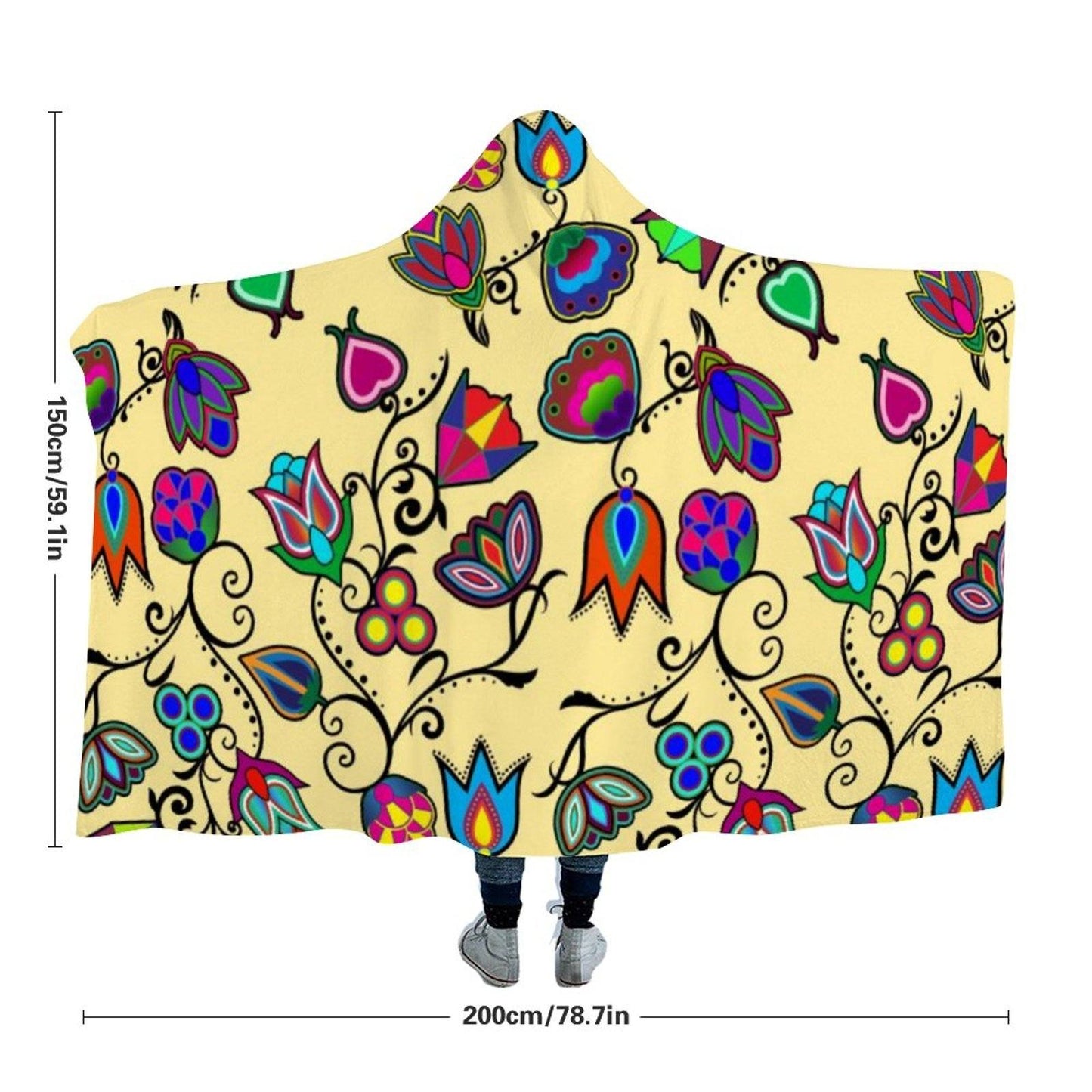 Indigenous Paisley Vanilla Hooded Blanket 49 Dzine 