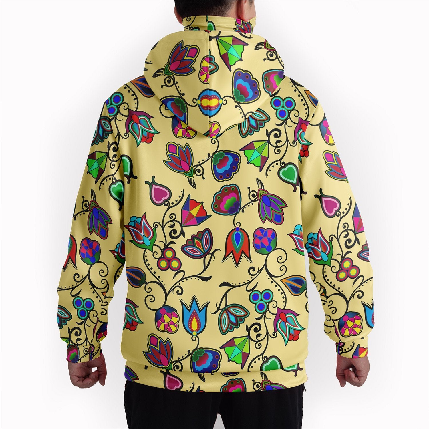 Indigenous Paisley Vanilla Hoodie with Face Cover 49 Dzine 