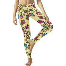 Load image into Gallery viewer, Indigenous Paisley - Vanilla Low Rise Leggings (Invisible Stitch) (Model L05) Low Rise Leggings (Invisible Stitch) (L05) e-joyer 
