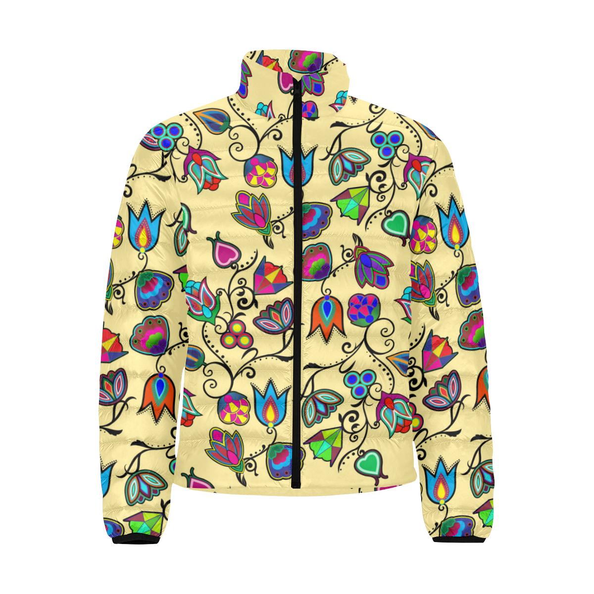 Indigenous Paisley - Vanilla Men's Stand Collar Padded Jacket (Model H41) Men's Stand Collar Padded Jacket (H41) e-joyer 