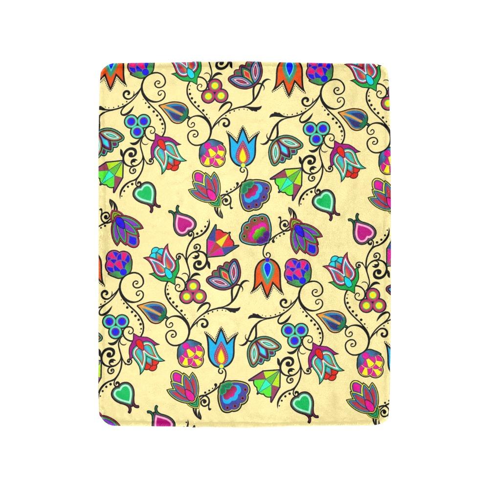 Indigenous Paisley Vanilla Small Micro Fleece Blanket by 49 Dzine