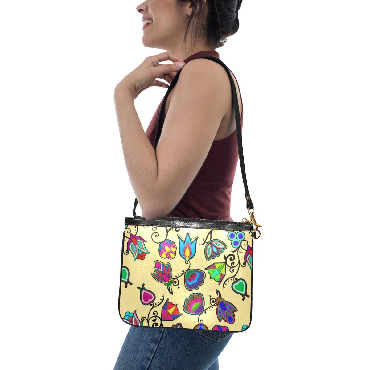 Indigenous Paisley - Vanilla Small Shoulder Bag (Model 1710) Small Shoulder Bag (1710) e-joyer 