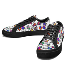 Load image into Gallery viewer, Indigenous Paisley White Aapisi Low Top Canvas Shoes Black Sole 49 Dzine 
