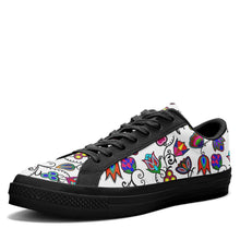 Load image into Gallery viewer, Indigenous Paisley White Aapisi Low Top Canvas Shoes Black Sole 49 Dzine 
