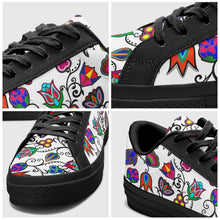 Load image into Gallery viewer, Indigenous Paisley White Aapisi Low Top Canvas Shoes Black Sole 49 Dzine 
