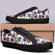 Load image into Gallery viewer, Indigenous Paisley White Aapisi Low Top Canvas Shoes Black Sole 49 Dzine 
