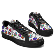 Load image into Gallery viewer, Indigenous Paisley White Aapisi Low Top Canvas Shoes Black Sole 49 Dzine 
