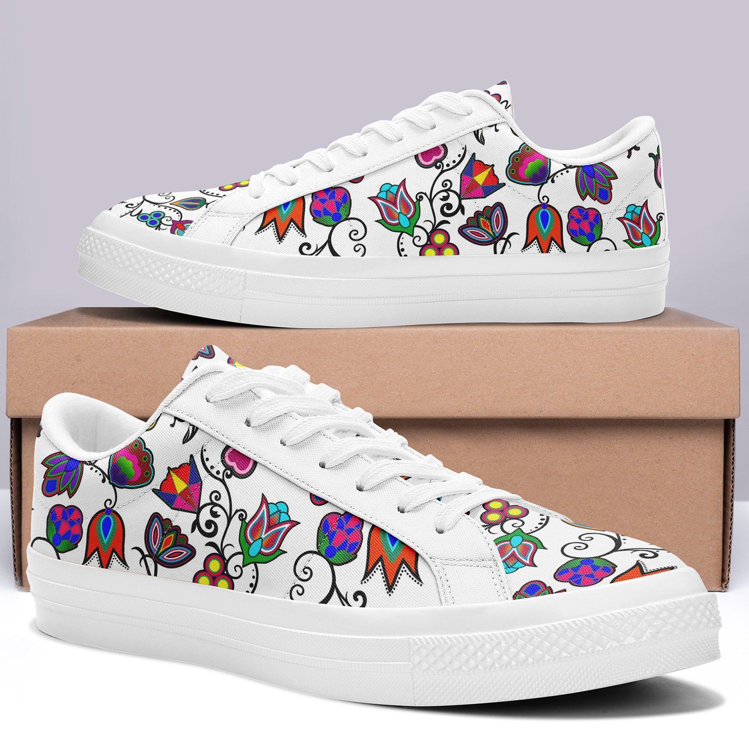 Indigenous Paisley White Aapisi Low Top Canvas Shoes White Sole 49 Dzine 