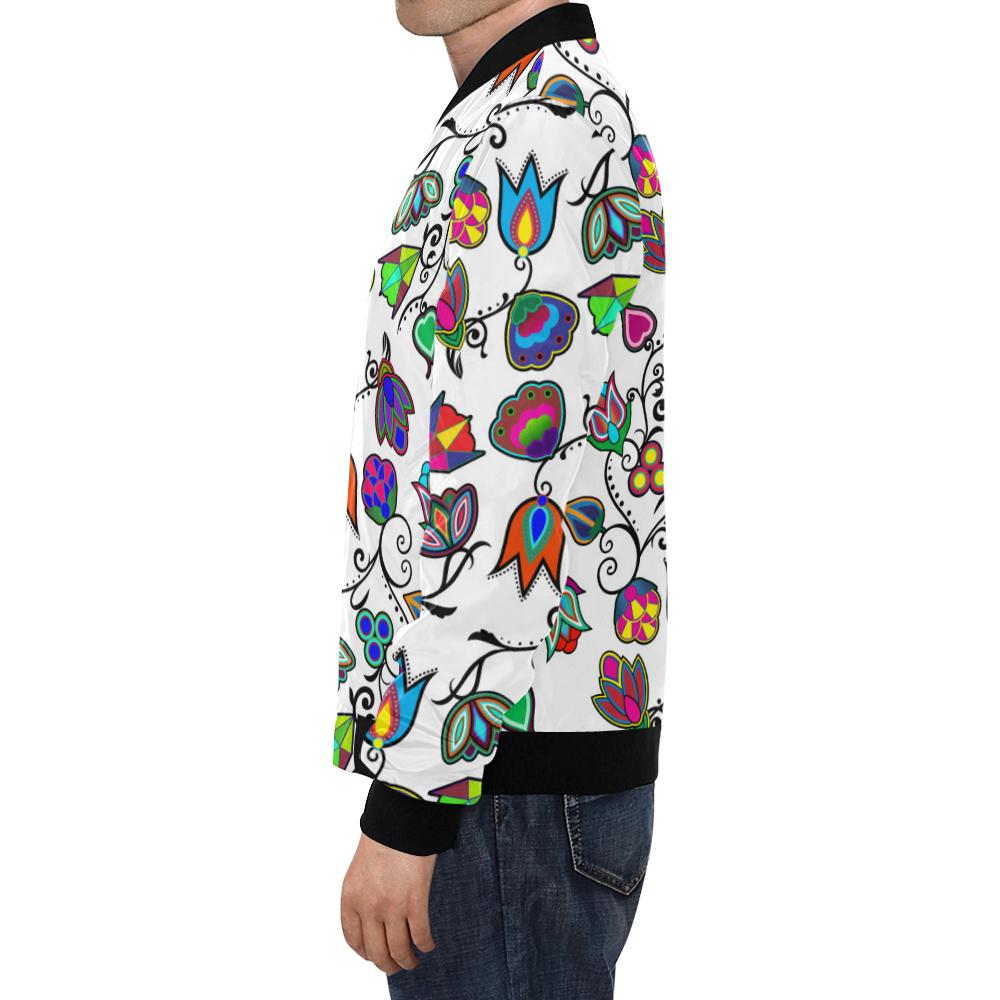 Indigenous Paisley - White All Over Print Bomber Jacket for Men/Large Size (Model H19) All Over Print Bomber Jacket for Men/Large (H19) e-joyer 