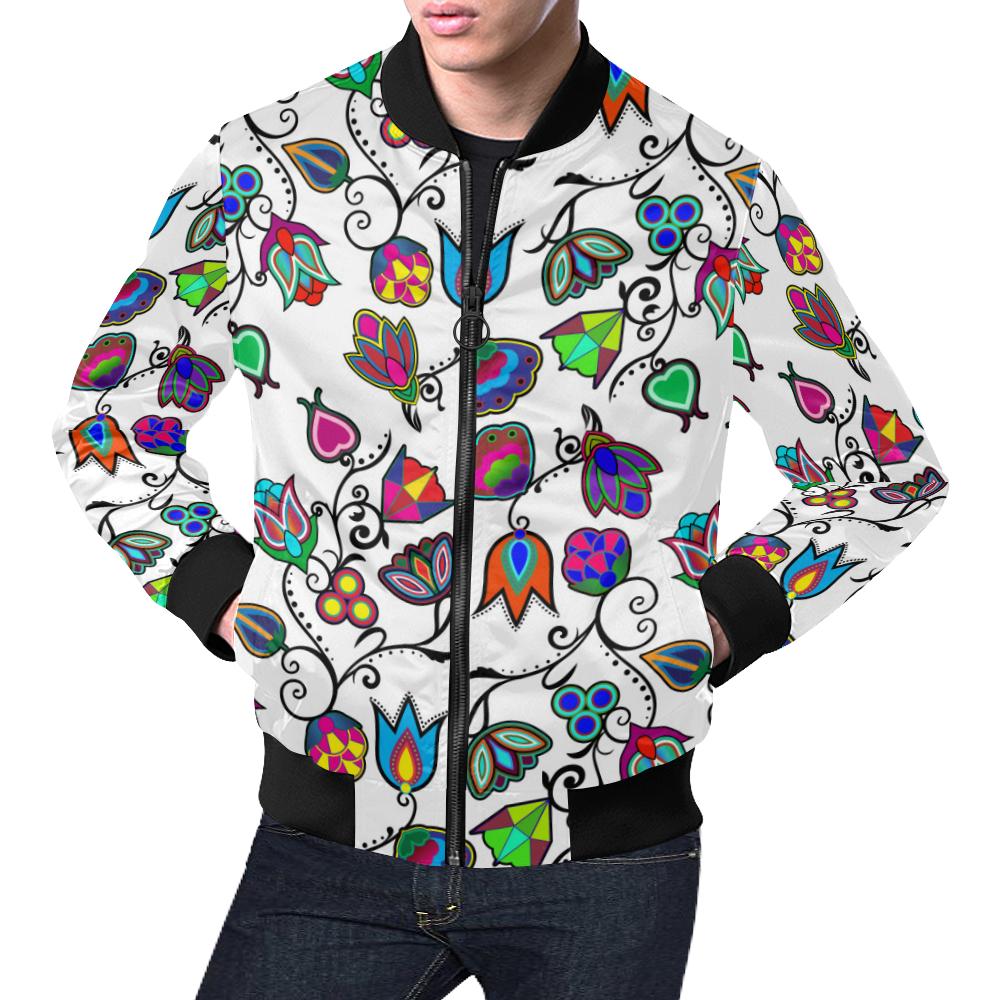 Indigenous Paisley - White All Over Print Bomber Jacket for Men/Large Size (Model H19) All Over Print Bomber Jacket for Men/Large (H19) e-joyer 