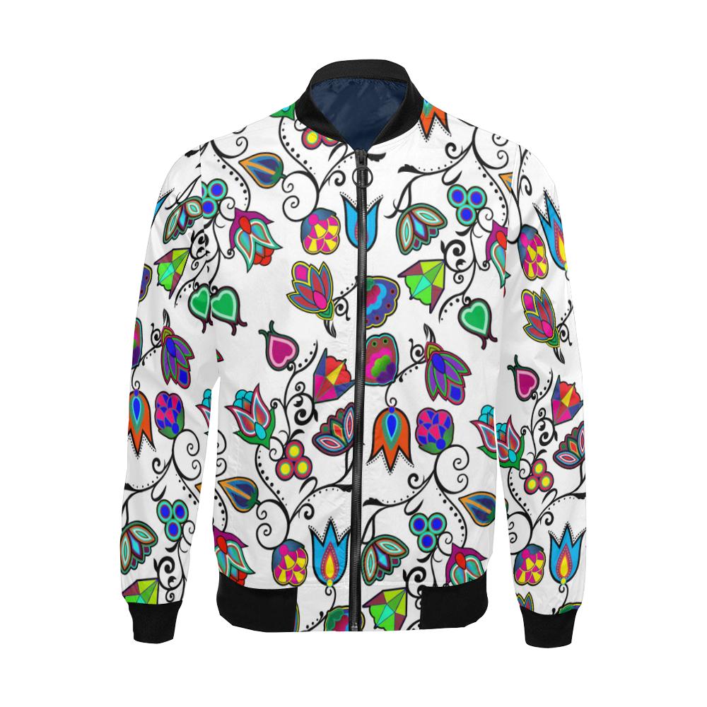 Indigenous Paisley - White All Over Print Bomber Jacket for Men/Large Size (Model H19) All Over Print Bomber Jacket for Men/Large (H19) e-joyer 