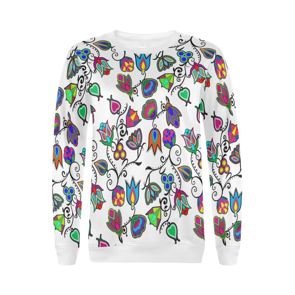 Indigenous Paisley White All Over Print Crewneck Sweatshirt for Women (Model H18) Crewneck Sweatshirt for Women (H18) e-joyer 