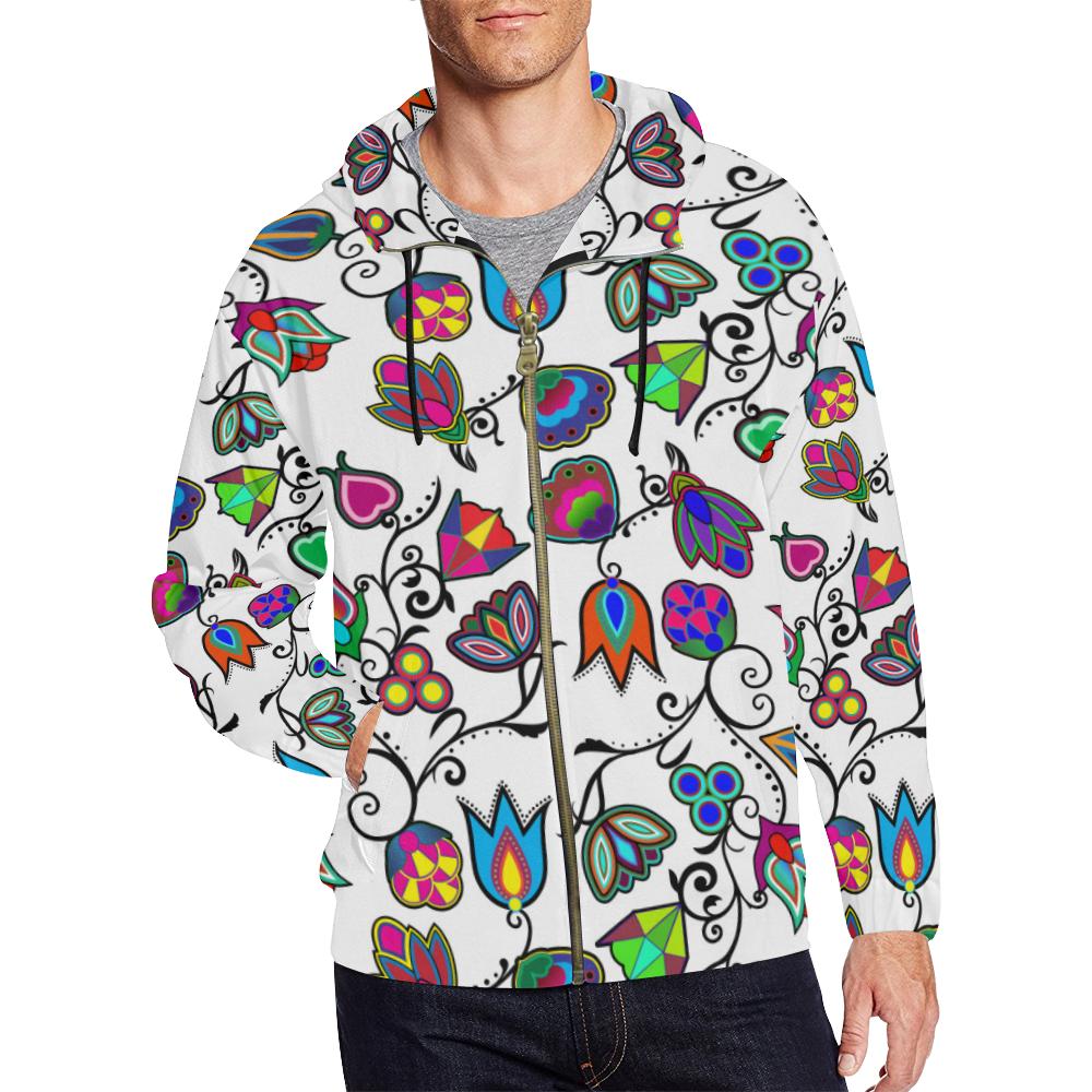 Indigenous Paisley - White All Over Print Full Zip Hoodie for Men (Model H14) All Over Print Full Zip Hoodie for Men (H14) e-joyer 