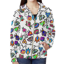 Load image into Gallery viewer, Indigenous Paisley - White All Over Print Full Zip Hoodie for Women (Model H14) All Over Print Full Zip Hoodie for Women (H14) e-joyer 
