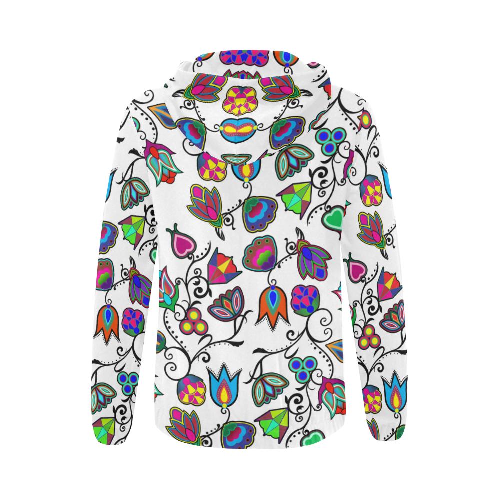 Indigenous Paisley - White All Over Print Full Zip Hoodie for Women (Model H14) All Over Print Full Zip Hoodie for Women (H14) e-joyer 