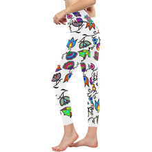 Load image into Gallery viewer, Indigenous Paisley White All Over Print High-Waisted Leggings (Model L36) High-Waisted Leggings (L36) e-joyer 
